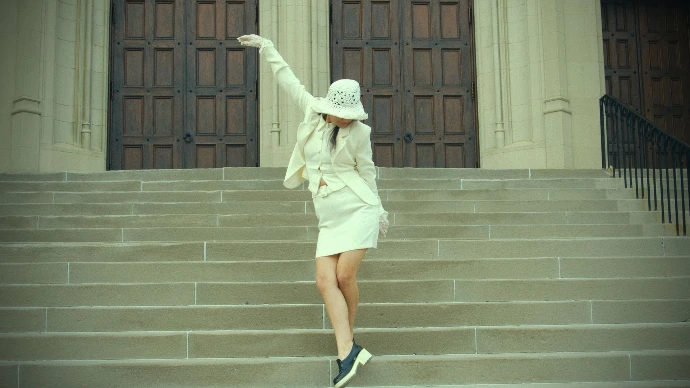 bride in front of church