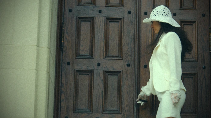 bride in front of church